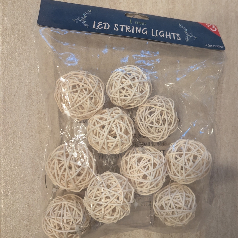 LED String Lights with Cream Spheres